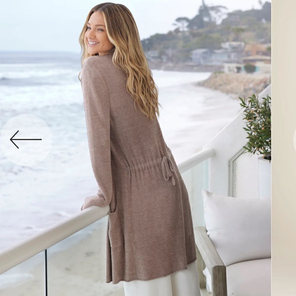 Barefoot Dreams Santa Monica Cardi Heathered Driftwood XS